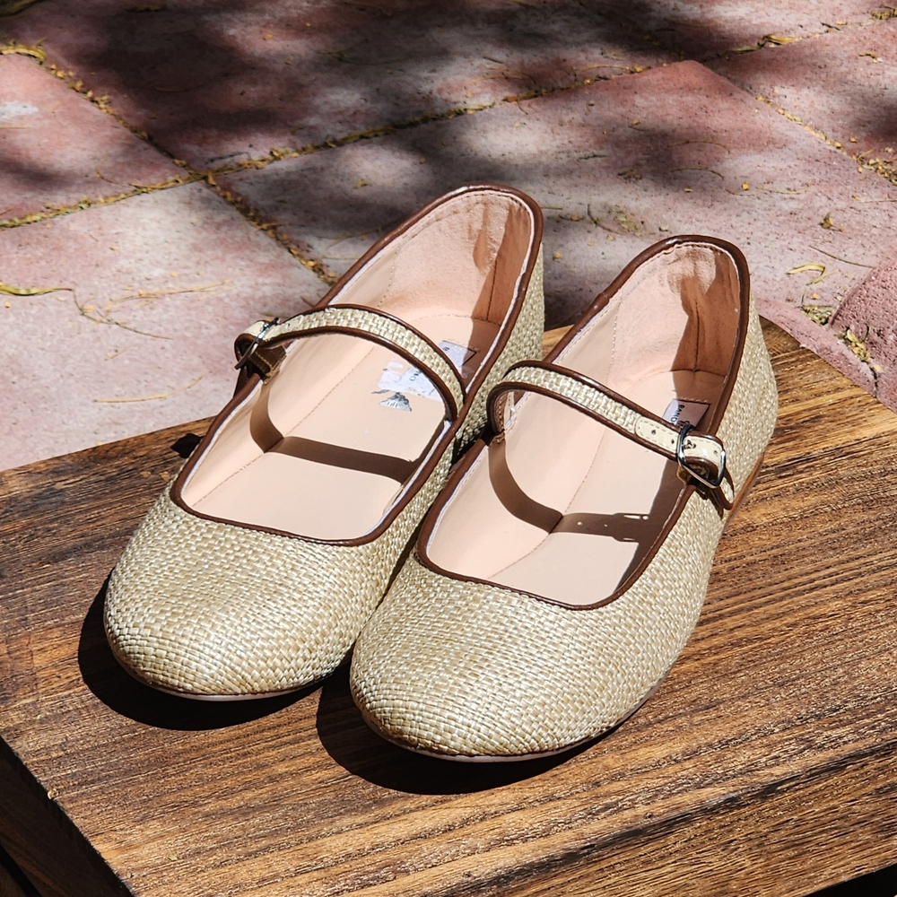Bandolino Philly Women's Slip OnWoven Mary Jane Flats in Natural Beige Size 10